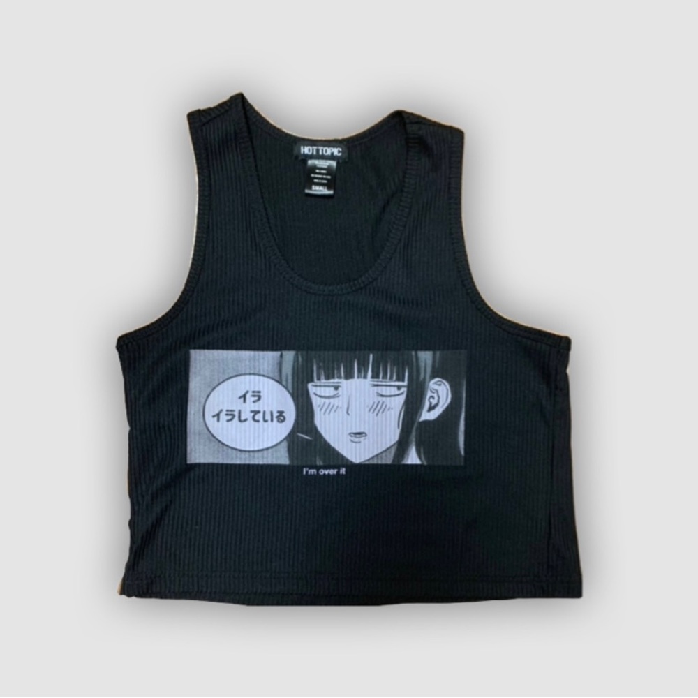 Black anime cropped racerback tank